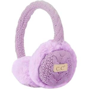 imageCC Kids Cable Knit And Faux Fur Sherpa EarmuffsCable Knit  Lavender