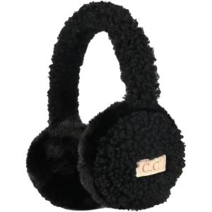 imageCC Kids Cable Knit And Faux Fur Sherpa EarmuffsSherpa  Black