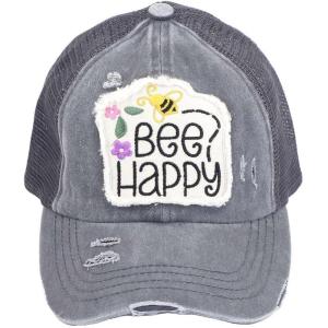 imageCC womens BaseballCriss Cross Patch Bee Happy  Charcoal