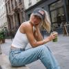 imageCC Womens CrissCross Ponytail Baseball Cap  Embroidered Cotton Front American Flag Mesh Back Adjustable VelcroFlagblack