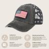 imageCC Womens CrissCross Ponytail Baseball Cap  Embroidered Cotton Front American Flag Mesh Back Adjustable VelcroFlagblack