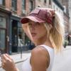 imageCC Womens CrissCross Ponytail Baseball Cap  Embroidered Cotton Front American Flag Mesh Back Adjustable VelcroFlagburgundy