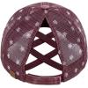 imageCC Womens CrissCross Ponytail Baseball Cap  Embroidered Cotton Front American Flag Mesh Back Adjustable VelcroFlagburgundy