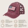 imageCC Womens CrissCross Ponytail Baseball Cap  Embroidered Cotton Front American Flag Mesh Back Adjustable VelcroFlagburgundy