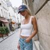 imageCC Womens CrissCross Ponytail Baseball Cap  Embroidered Cotton Front American Flag Mesh Back Adjustable VelcroFlagnavy