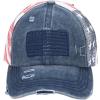 imageCC Womens CrissCross Ponytail Baseball Cap  Embroidered Cotton Front American Flag Mesh Back Adjustable VelcroNavy