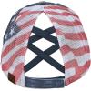 imageCC Womens CrissCross Ponytail Baseball Cap  Embroidered Cotton Front American Flag Mesh Back Adjustable VelcroNavy