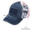imageCC Womens CrissCross Ponytail Baseball Cap  Embroidered Cotton Front American Flag Mesh Back Adjustable VelcroNavy