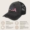 imageCC Womens CrissCross Ponytail Baseball Cap  Embroidered Cotton Front American Flag Mesh Back Adjustable VelcroUsablack
