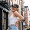 imageCC Womens CrissCross Ponytail Baseball Cap  Embroidered Cotton Front American Flag Mesh Back Adjustable VelcroUsablack