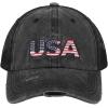 imageCC Womens CrissCross Ponytail Baseball Cap  Embroidered Cotton Front American Flag Mesh Back Adjustable VelcroUsablack