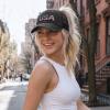 imageCC Womens CrissCross Ponytail Baseball Cap  Embroidered Cotton Front American Flag Mesh Back Adjustable VelcroUsablack