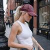imageCC Womens CrissCross Ponytail Baseball Cap  Embroidered Cotton Front American Flag Mesh Back Adjustable VelcroUsaburgundy