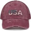 imageCC Womens CrissCross Ponytail Baseball Cap  Embroidered Cotton Front American Flag Mesh Back Adjustable VelcroUsaburgundy
