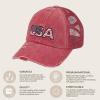 imageCC Womens CrissCross Ponytail Baseball Cap  Embroidered Cotton Front American Flag Mesh Back Adjustable VelcroUsared