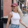 imageCC Womens CrissCross Ponytail Baseball Cap  Embroidered Cotton Front American Flag Mesh Back Adjustable VelcroUsared
