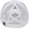 imageCC Womens CrissCross Ponytail Baseball Cap  Embroidered Cotton Front American Flag Mesh Back Adjustable VelcroUsawhite