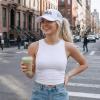 imageCC Womens CrissCross Ponytail Baseball Cap  Embroidered Cotton Front American Flag Mesh Back Adjustable VelcroUsawhite