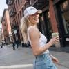 imageCC Womens CrissCross Ponytail Baseball Cap  Embroidered Cotton Front American Flag Mesh Back Adjustable VelcroUsawhite