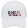 imageCC Womens CrissCross Ponytail Baseball Cap  Embroidered Cotton Front American Flag Mesh Back Adjustable VelcroUsawhite