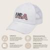 imageCC Womens CrissCross Ponytail Baseball Cap  Embroidered Cotton Front American Flag Mesh Back Adjustable VelcroUsawhite