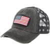 imageCC Womens CrissCross Ponytail Baseball Cap  Embroidered Cotton Front American Flag Mesh Back Adjustable VelcroFlagblack