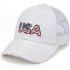imageCC Womens CrissCross Ponytail Baseball Cap  Embroidered Cotton Front American Flag Mesh Back Adjustable VelcroUsawhite